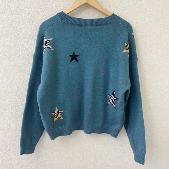 Ces Femme Sweater Size Small Teal & Purple Star - Picture 4 of 6